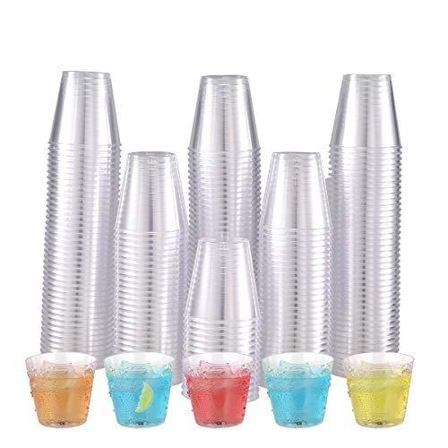 JOLLY CHEF 500 Plastic Shot Glasses 2 oz Disposable Cups 2 Ounce Plastic Shot Cups Ideal Plastic Tumbler Perfect for Halloween, Thanksgiving, Christmas Party