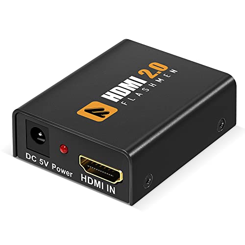 Flashmen HDMI 2.0 Booster HD 4K 60Hz 3D HDMI Signal Amplifier Repeater 18Gbps Bandwidth HDCP 2.2 YUV4:4:4 Up to 200ft Transmission Distance