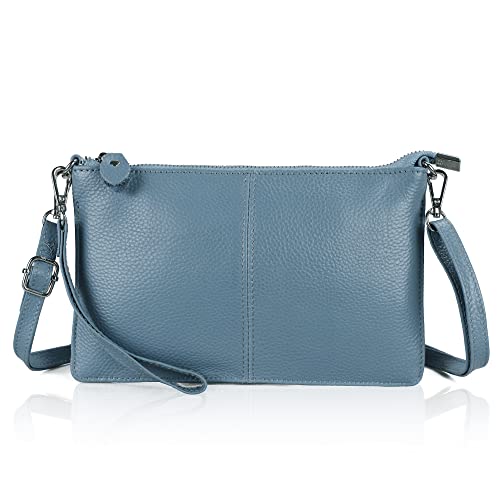 befen Leather Wristlet Clutch Wallet Purse Small Cell Phone Crossbody Bag for Women (Air Force Blue) - Fit iPhone 15/Galaxy S23
