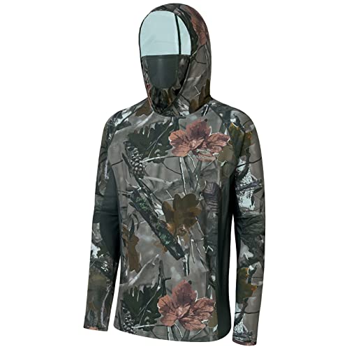 BASSDASH UPF 50+ Men’s Hunting Shirts with Mask Long Sleeve Camo Fishing Hoodie