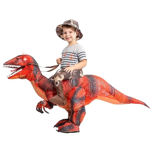 GOOSH Inflatable Dinosaur Costume for Kids Riding T Rex Halloween Costumes Boys Girls Funny Blow up Costume for Halloween Party Cosplay