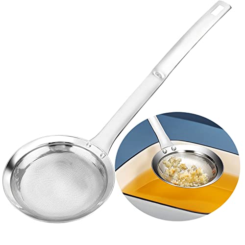 TBWHL Multi-functional Hot Pot Fat Skimmer Spoon - Stainless Steel Fine Mesh Food Strainer for Skimming Grease and Foam DIA 4.4'