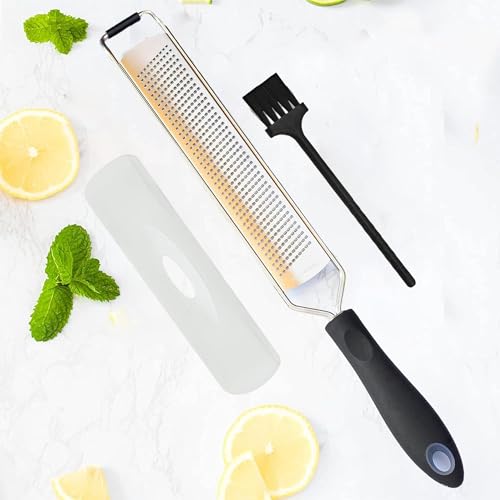 DESIGNED BY CHEFS ~ Premium Lemon Zester Grater With Perfectly Angled Teeth ~ Ideal for Citrus, Parmesan Cheese, Garlic, Vegetables and Fruits