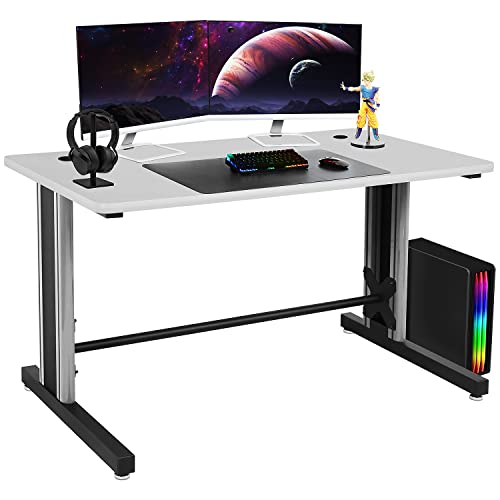 BenchPro Computer Desk, Gaming Desk 25' x 58' Student PC Desk Office Desk Extra Large Modern Ergonomic Gaming Style Table Workstation - Black and Gray Frame - Grey Top