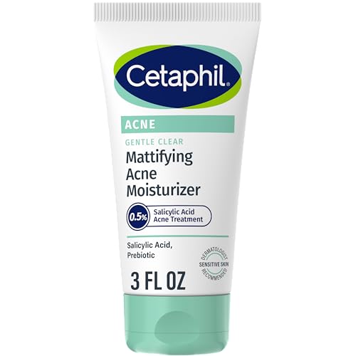 Cetaphil Face Moisturizer, Gentle Clear Mattifying Acne Moisturizer With 0.5% Salicylic Acid, Hydrates and Treats Sensitive Acne Prone Skin, Skin Care for Sensitive Skin, 3oz (Packaging May Vary)