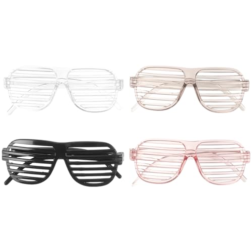 Silver Glasses 4pcs Glasses Party Glasses Party Shutter Eyeglasses Shutter Eyeglasses Prom Set Novelty Glasses Shutter Glasses Shutter Eyewear Blinds Glasses Gold Glasses