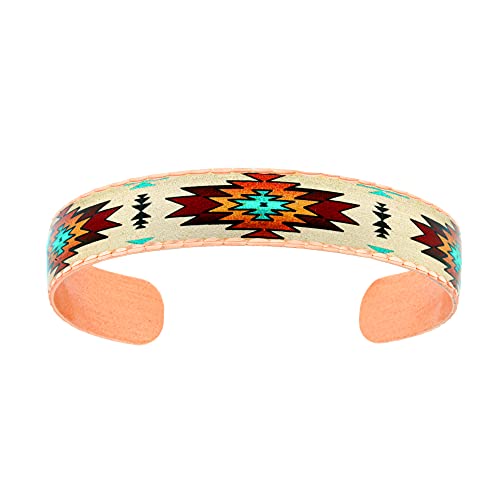 FRONT LINE JEWELRY Native American Bracelets Cuff Open-ended Sunburst Design Adjustable Fit Copper Indian Bracelets for Unisex