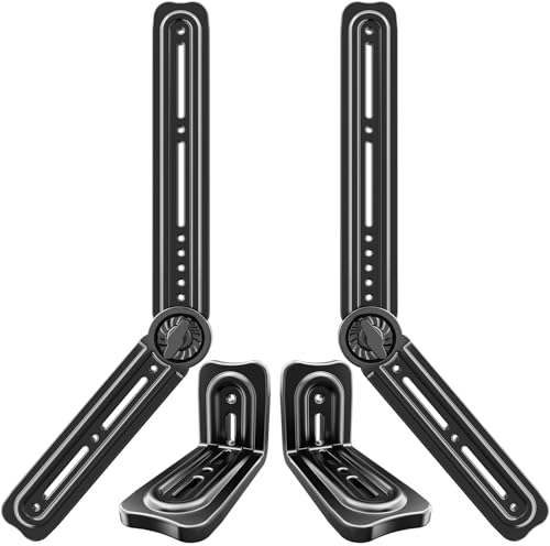 HCMOUNTING Soundbar Mount Bracket, Sound Bar Mounts Under TV or Above TV Fits Most Sound Bars Up to 20 Lbs, Soundbar TV Mount with 180° Adjustable Extension Plates and L-Shaped Hooks