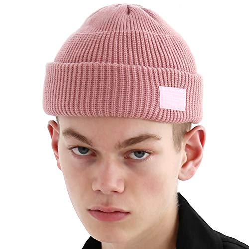 UNDERCONTROL Winter Fisherman Beanie Free Size Men Women - Unisex Stylish Plain Skull Hat Watch Cap 16 Color (Pink)