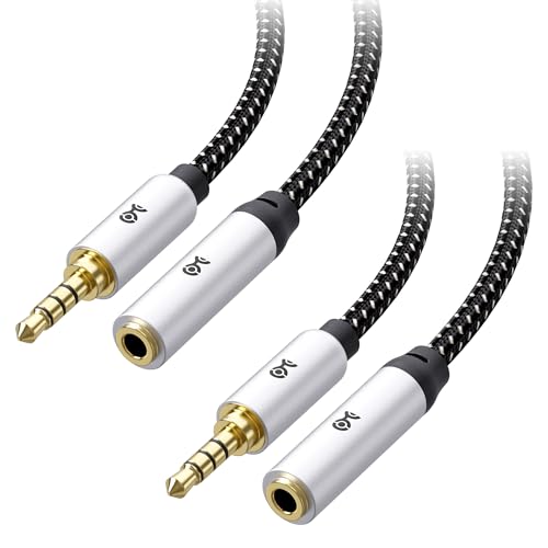 Cable Matters 2-Pack Headset Extension Cable 6 ft (3.5mm Extension Cable/TRRS Extension Cable, Gaming Headset Extension Cable) with Mic Support in Black - 6 Feet