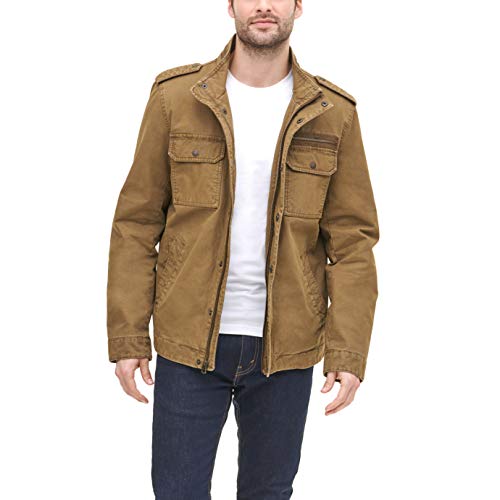 Levi's Men's Washed Cotton Two Pocket Military Jacket (Standard and Big & Tall), Khaki, Medium