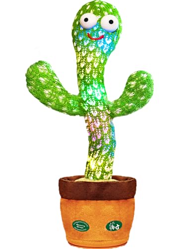 Keculf Dancing Talking Cactus Baby Mimicking Toys with LED 120 English Songs, Singing Musical Toy, Tummy Time Toy Mimic Repeats What You Say (Audio Recording & Retelling)