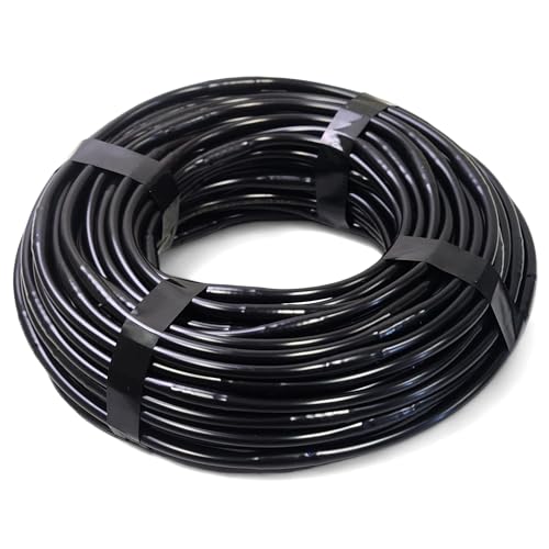 100' Feet USA MADE - Irrigation Drip Line Emitter Tubing, 6' Spacing, 1/4' .52 GPH, color black (.170 ID x 240 OD)