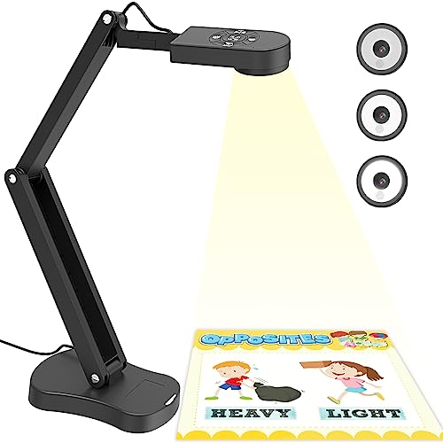 PAKOTOO 8MP USB Document Camera for Teachers and Classroom for A3 A4 Size with Dual Mic, 3-Level LED Light, Up and Down, Left and Right Image Inversion, for Distance Teaching & Learning