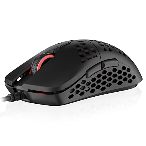 HK Gaming Mira M Ultra Lightweight RGB Gaming Mouse | Honeycomb Shell | 63 Grams | max 12000 cpi | USB Wired | 6 programmable Buttons | On-Board Memory | Anti Slip Grips | Mira-M Black