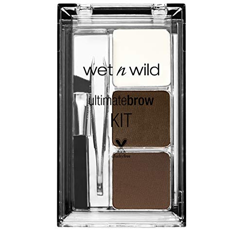 wet n wild Ultimate Eyebrow Makeup Kit, Eyebrow Powder Dark Brown, Brow Hair Removal Tweezers, Wax, Brush