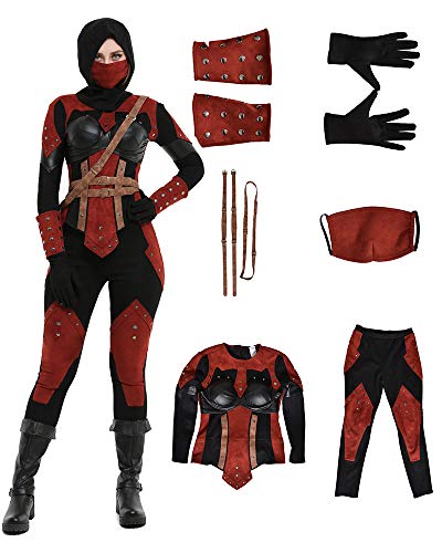 miccostumes Women's Dark Assassin Costume Female Cosplay Set with Hood (L, Red)