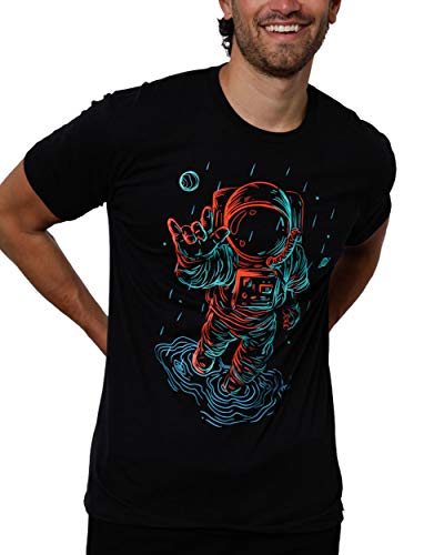 Astronaut Design Shirts - Universal Love Glow in The Dark T-Shirt (Black, Large)