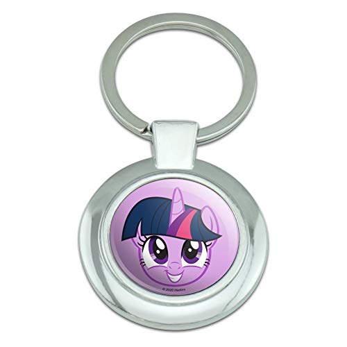 GRAPHICS & MORE My Little Pony Twilight Sparkle Face Keychain Classy Round Chrome Plated Metal