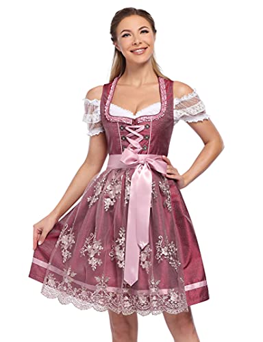 GloryStar Oktoberfest Dress Women's German Dirndl Dress Costumes for Bavarian Oktoberfest Carnival Halloween 21New-Wine red XL