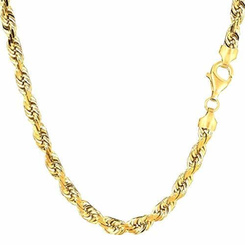 14K Yellow Gold 5.00mm Shiny Diamond-Cut Royal Rope Chain Necklace for Pendants and Charms with Lobster-Claw Clasp (8',20', 22', 24' or 30 inch)