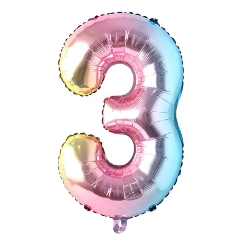 40 inch Rainbow Gradient Colorful Big Size Number Foil Helium Balloons Birthday Party Celebration Decoration Large globos (40 inch Rainbow 3)