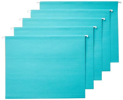 Amazon Basics Hanging File Folders, Letter Size, Aqua, 25-Pack