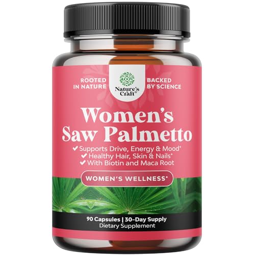 Extra Strength Saw Palmetto for Women - DHT Blocker Thickening Hair Vitamins for Hair Loss - 500mg Pure Saw Palmetto Capsules with Maca Root & Biotin for Stronger Thicker Faster Hair Growth