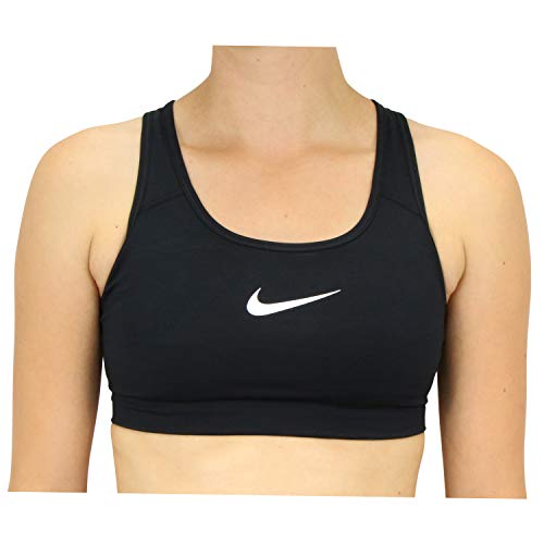 Women's Nike Swoosh Sports Bra, Sports Bra for Women with Compression & Medium Support, Black/White, L