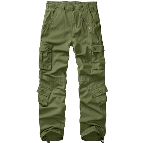 Alfiudad Womens Cargo Pants with Pockets, Women's Casual Military Army Hiking Combat Tactical Work Pants Trousers,Army Green,36(US 16)