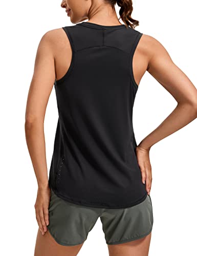 CRZ YOGA Lightweight Tank Top for Women Racerback Sleeveless Workout Tops High Neck Athletic Running Shirts Black Medium