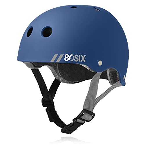 80Six Dual Certified Kids Bike, Skate, and Scooter Helmet, Navy Matte, Small/Medium - Ages 8+