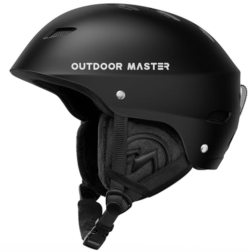 OutdoorMaster Kelvin Ski Helmet - Snowboard Helmet for Men, Women & Youth (Black,L)