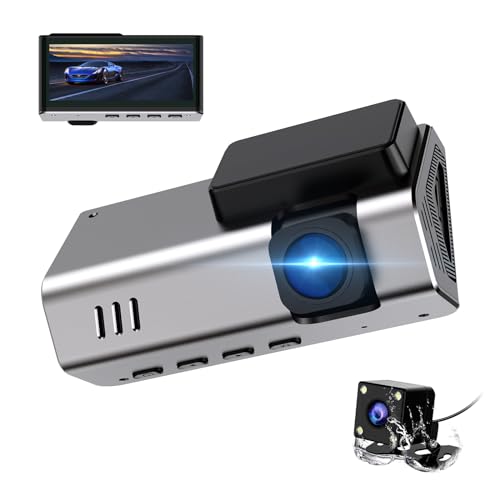 PRUVEEO Dash cam Front and Rear, 1080P FHD Dual Dash Camera for Cars, 3.39' IPS Screen 170° Wide Angle Lens with Motion Detection, WDR, Night Vision,G-Sensor, Loop Recording, 24H Parking Monitor