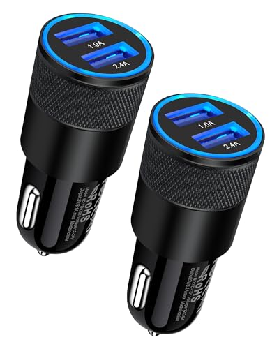 Car Charger, [2Pack/3.4a] Fast Charge Dual Port USB Cargador Carro Lighter Adapter for iPhone 15 14 13 12 11 Pro Max X XR XS 8 Plus 6s, iPad, Samsung Galaxy S23 S22 S21 S10 Plus S7 j7 S10e S9 Note 8