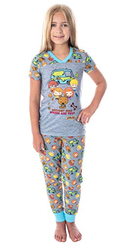 INTIMO Scooby-Doo Girls' Pajamas Chibi Characters Mystery Machine Shirt And Pants Kids Pajama Set Grey
