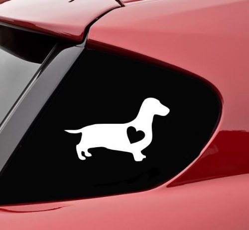 CMI Dachshund Dog with Heart Vinyl Decal Bumper Sticker (White, 6')