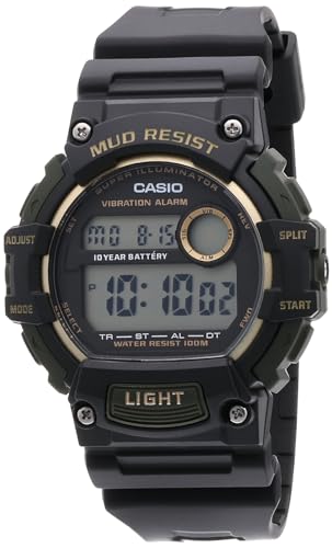 Casio Mud Resistant Stainless Steel Quartz Watch with Resin Strap, Black, 27.6 (Model: TRT-110H-1A2VCF)