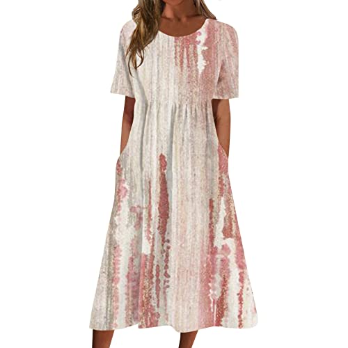 FlekmanArt Sundresses for Women Summer Dress Midi Dresses for Women Spring Dresses Church Dresses for Women 2024 Cocktail Dresses for Women Womens Summer Dresses Graduation Dress（6-Pink,Small）