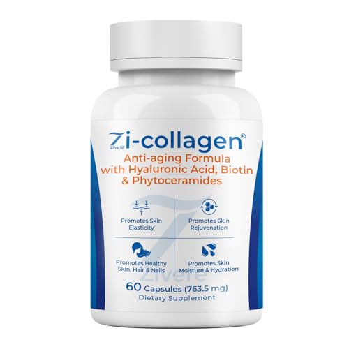 Zi Collagen Anti Aging Boost: Marine Collagen, Phytoceramides, Hyaluronic Acid & Biotin - Rejuvenate Hair Skin and Nails Vitamins - Collagen Capsules - All in One Multivitamin for Women and Men
