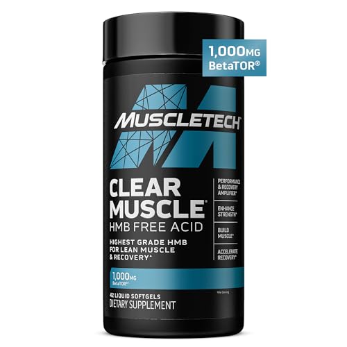 Muscletech HMB Supplements 1000mg, Clear Muscle (42 Liquid Softgels) - Highest Grade HMB for Lean Muscle & Recovery - HMB Free Acid Muscle Supplement - Help Decrease Muscle Breakdown