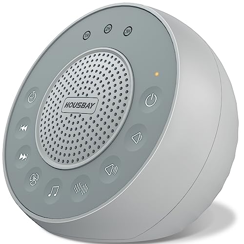 Housbay Glows White Noise Sound Machine, 31 Soothing Sounds, 5W Loud Stereo Sound, Sleep Timer, Small Travel Sleep Machine & Noise Canceling for Sleeping, Relaxation-Gray