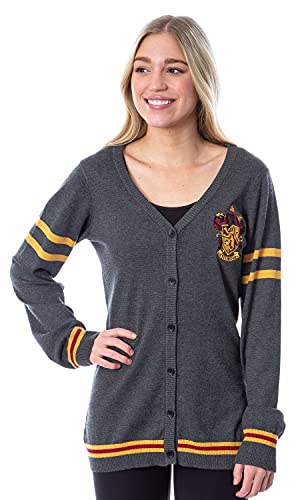 Harry Potter Womens Gryffindor House Open Front Cardigan Juniors Knit Sweater (XX-Large)