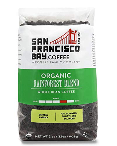 San Francisco Bay Whole Bean Coffee - Organic Rainforest Blend (2lb Bag), Medium Dark Roast