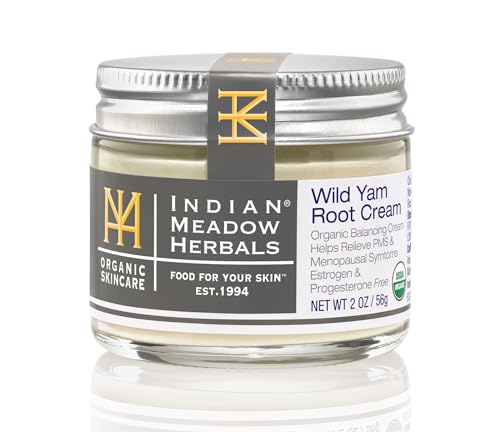Indian Meadow Herbals Wild Yam Root Cream (2oz) - Organic Balancing Cream for PMS & Menopause Relief - Estrogen & Progesterone-Free. USDA Certified Organic. Made in USA By US Since 1994