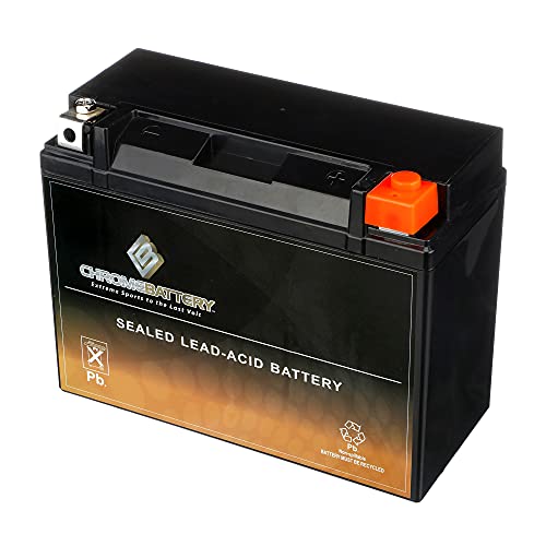 Chrome Battery YTX24HL-BS Maintenance Free Replacement Battery for ATV, Motorcycle, Snowmobile, and UTV: 12 Volts, 2.1 Amps, 21Ah, Nut and Bolt (T3) Terminal