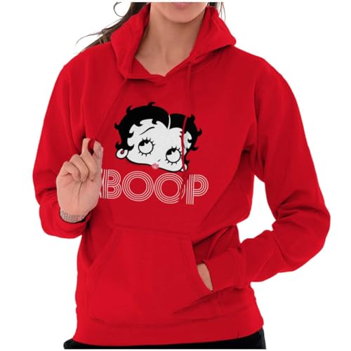 Brisco Brands Betty Boop Cartoon Cute Motivational Hoodie Sweatshirt Women Red