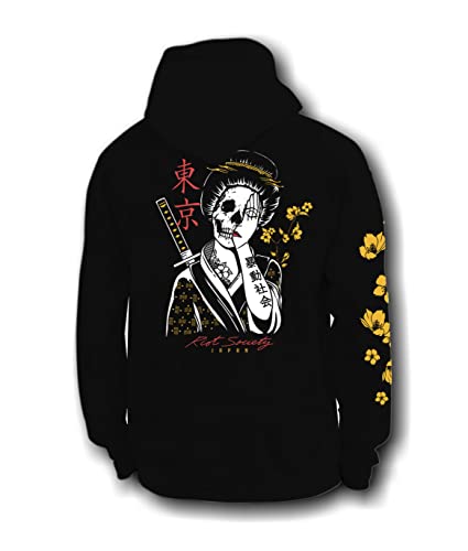 Riot Society Geisha Shame 2.0 Mens Hoodie, Perfect Sweater for the Champion to Wear Into the AM - Black, Medium