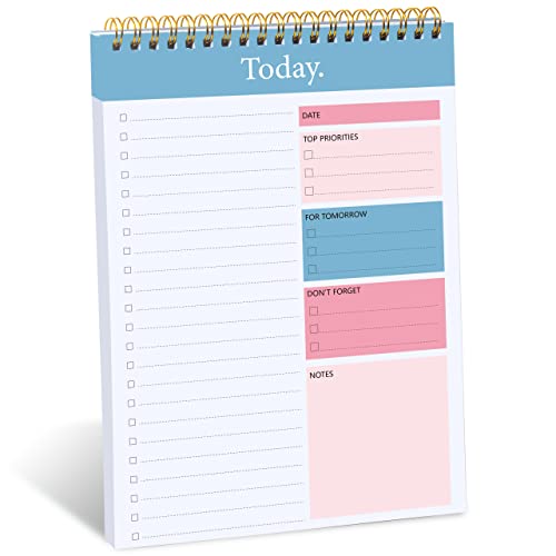 To Do List Notepad - Daily Planner Notepad Undated 52 Sheets Tear Off, 6.5' x 9.8' Checklist Productivity Organizer with Hourly Schedule for Tasks