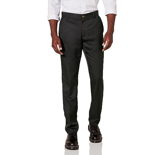 Amazon Essentials Men's Slim-Fit Flat-Front Dress Pant, Black, 30W x 30L